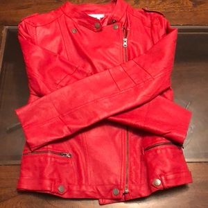 Red faux leather jacket